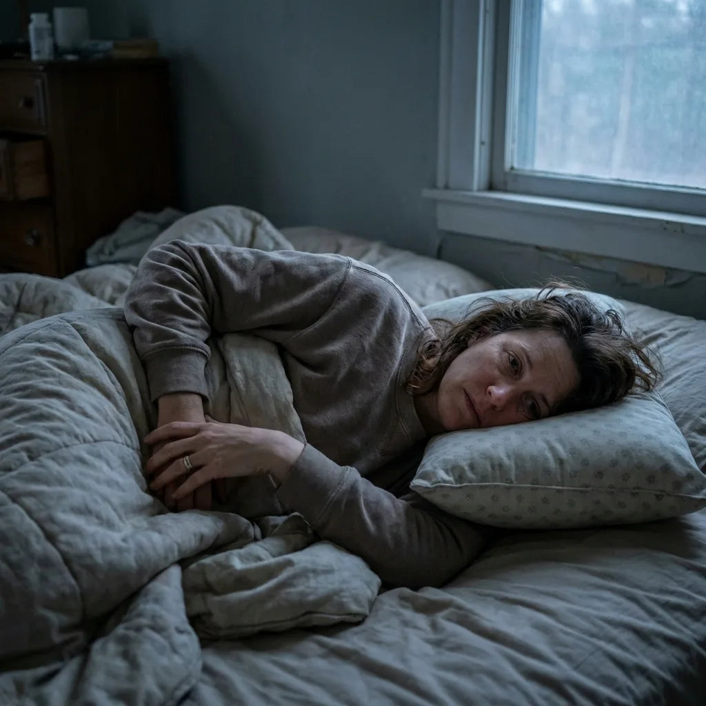 Lying awake with fibromyalgia, the contact with the mattress itself is what hurts
