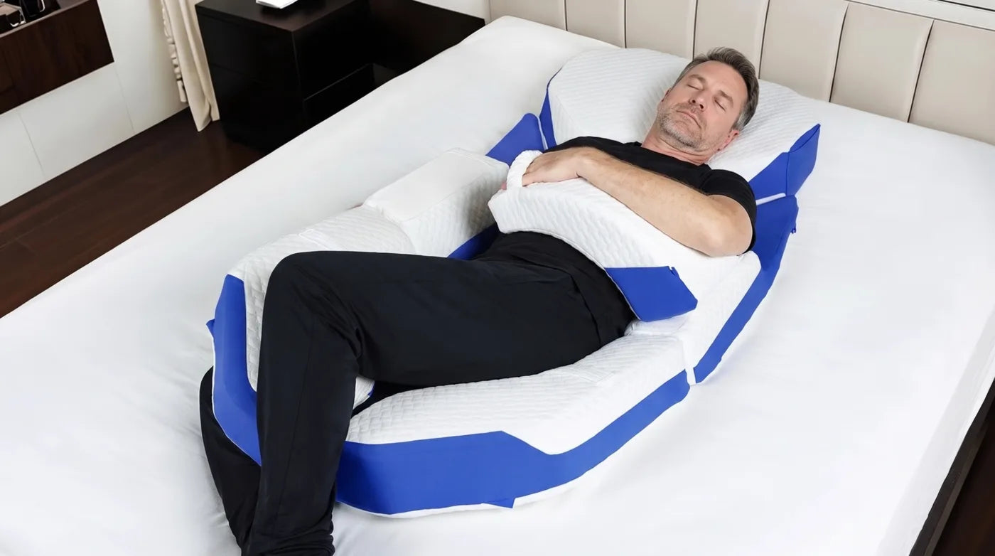 The Modular Pillow still holding a supported position hours after lights out