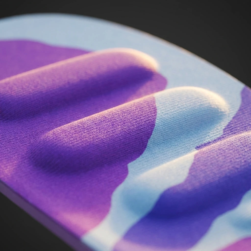 Macro of Activation Zones™ parallel capsules on the RegenRx insole. No text.