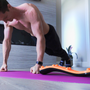 men exercising on the floor, push up, at home workout, yoga workout 