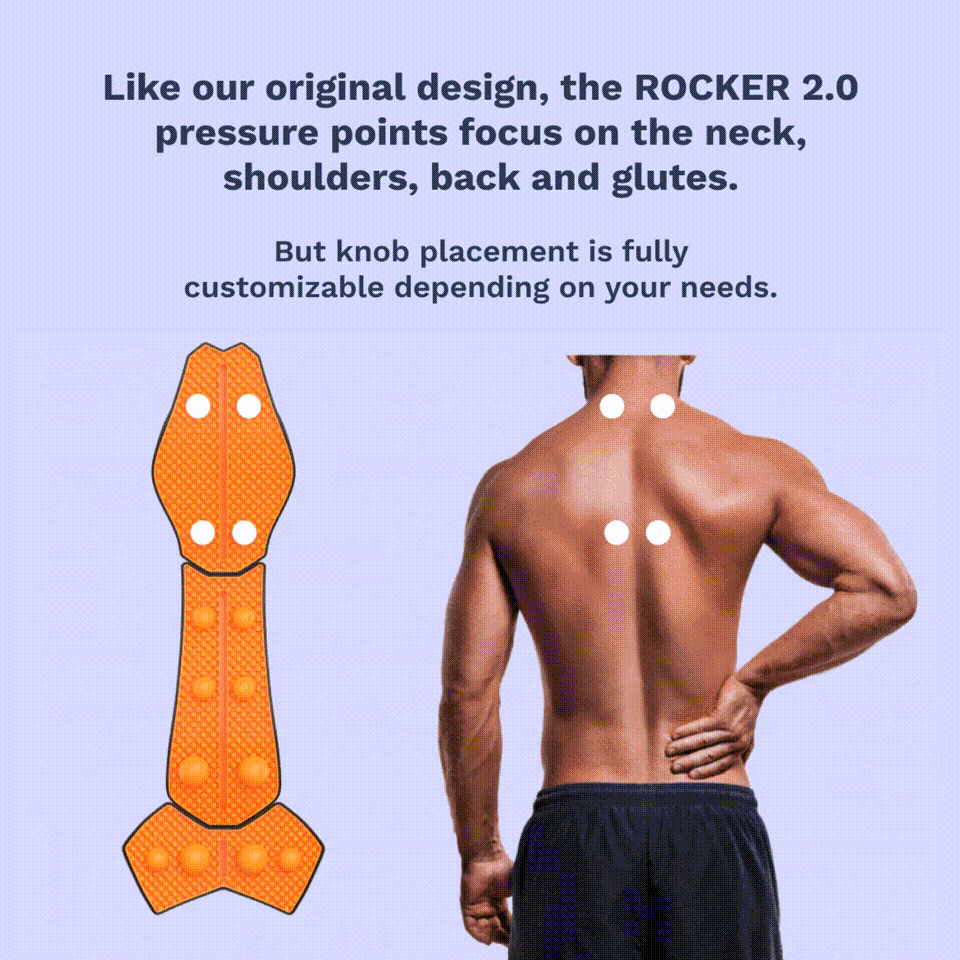 ROCKER 2.0: Doctor-Developed Trigger Point Rocker for Back Pain Relief | Zero-Stress Neutral Spine | Tension Headaches + Migraines | Pressure Point Massage Tool